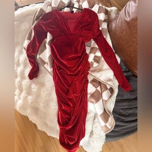 Elegant Red Velvet Dress